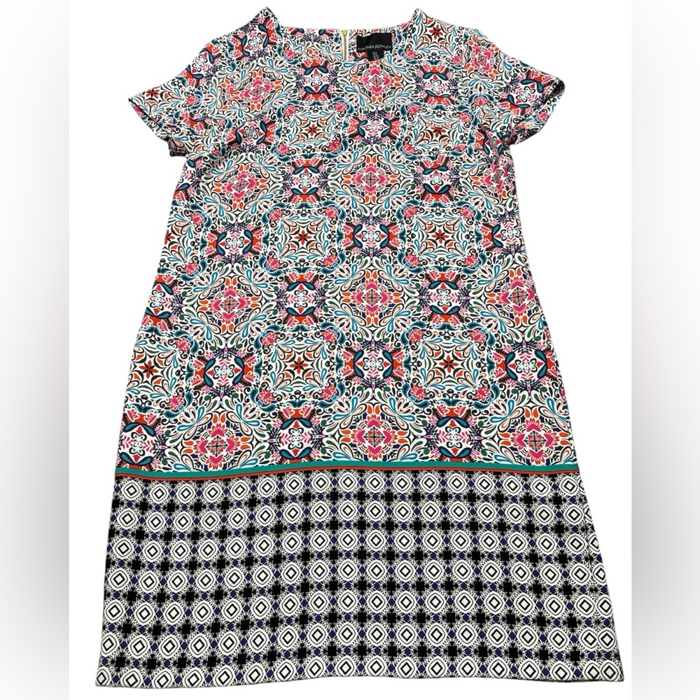 Cynthia Rowley Multicolored Midi Shift Dress Geometric Medallion Print Size 6
